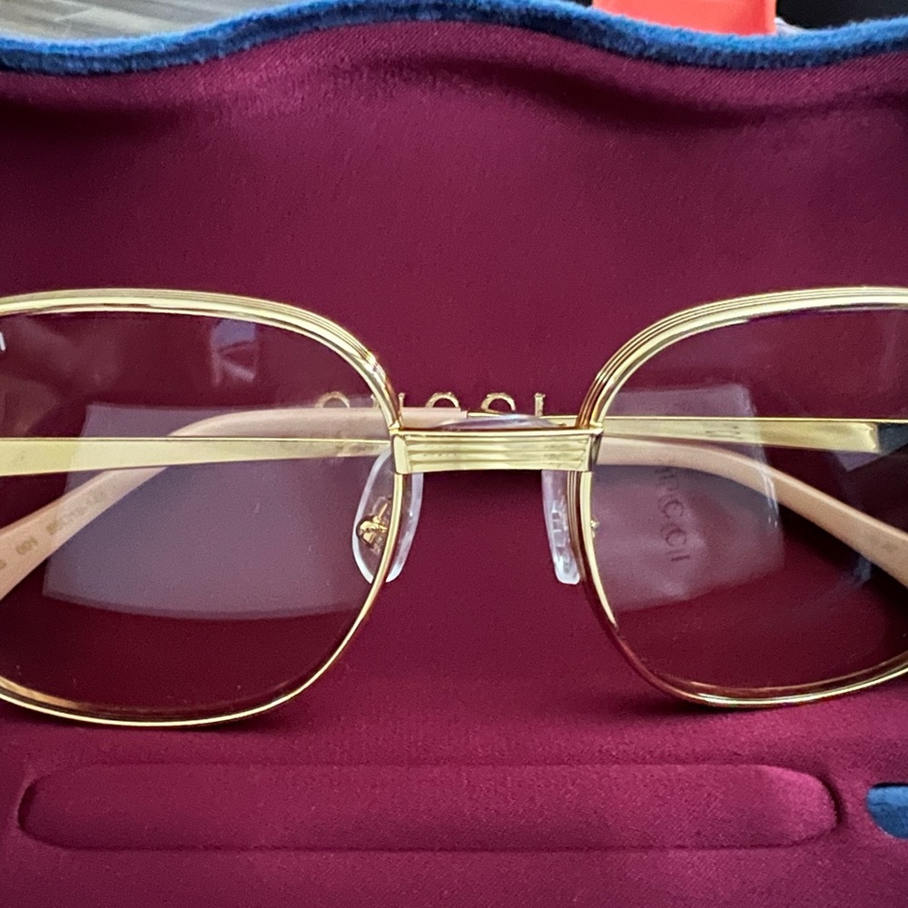 Authentic Gucci Gold Glasses Size 55